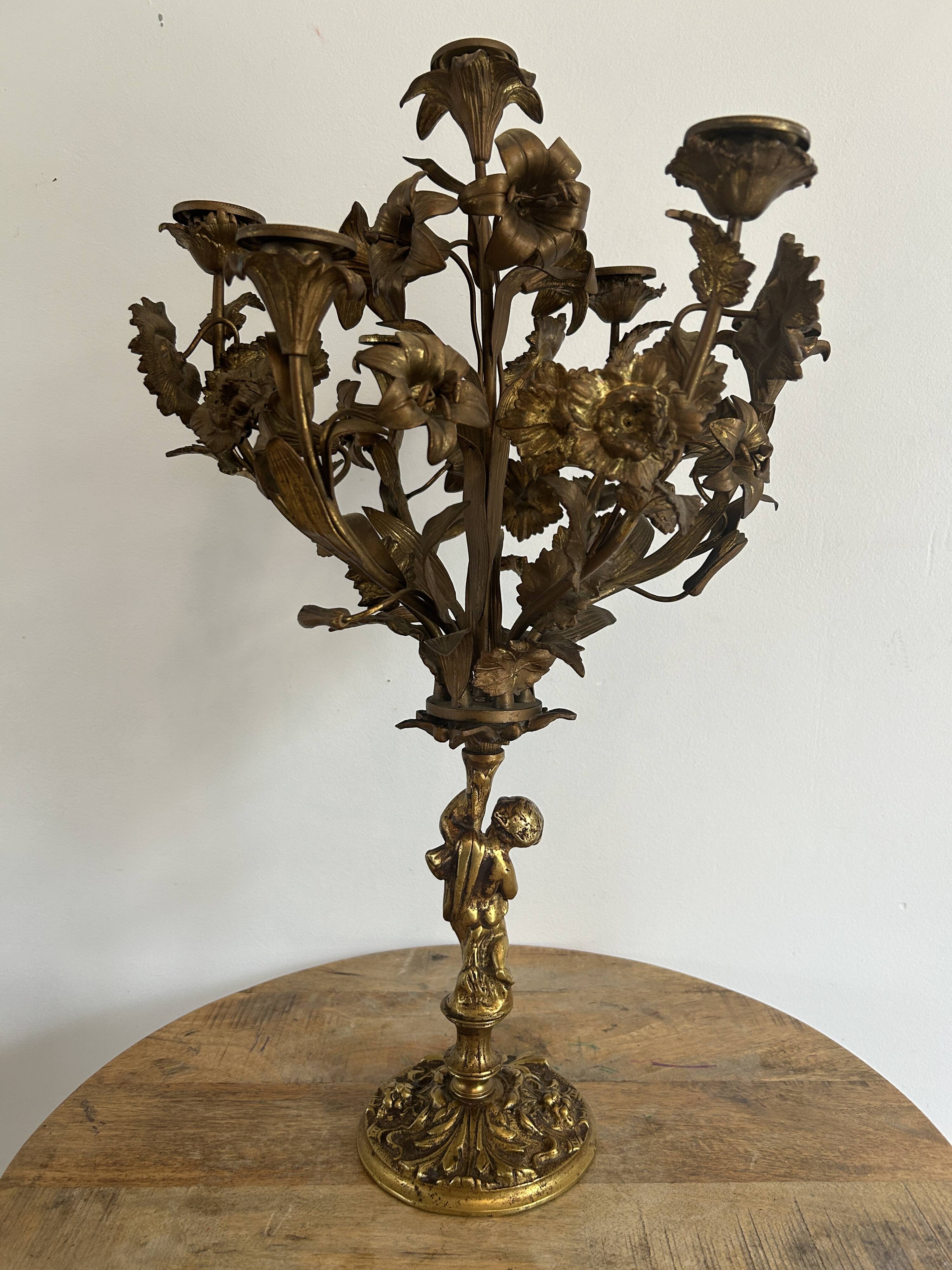 Gilded bronze candelabrum from the Napoléon III period.