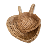 Duo of heart baskets in braided rattan