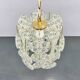 1970s Brass & Pressed Glass Chandelier, Czechoslovakia