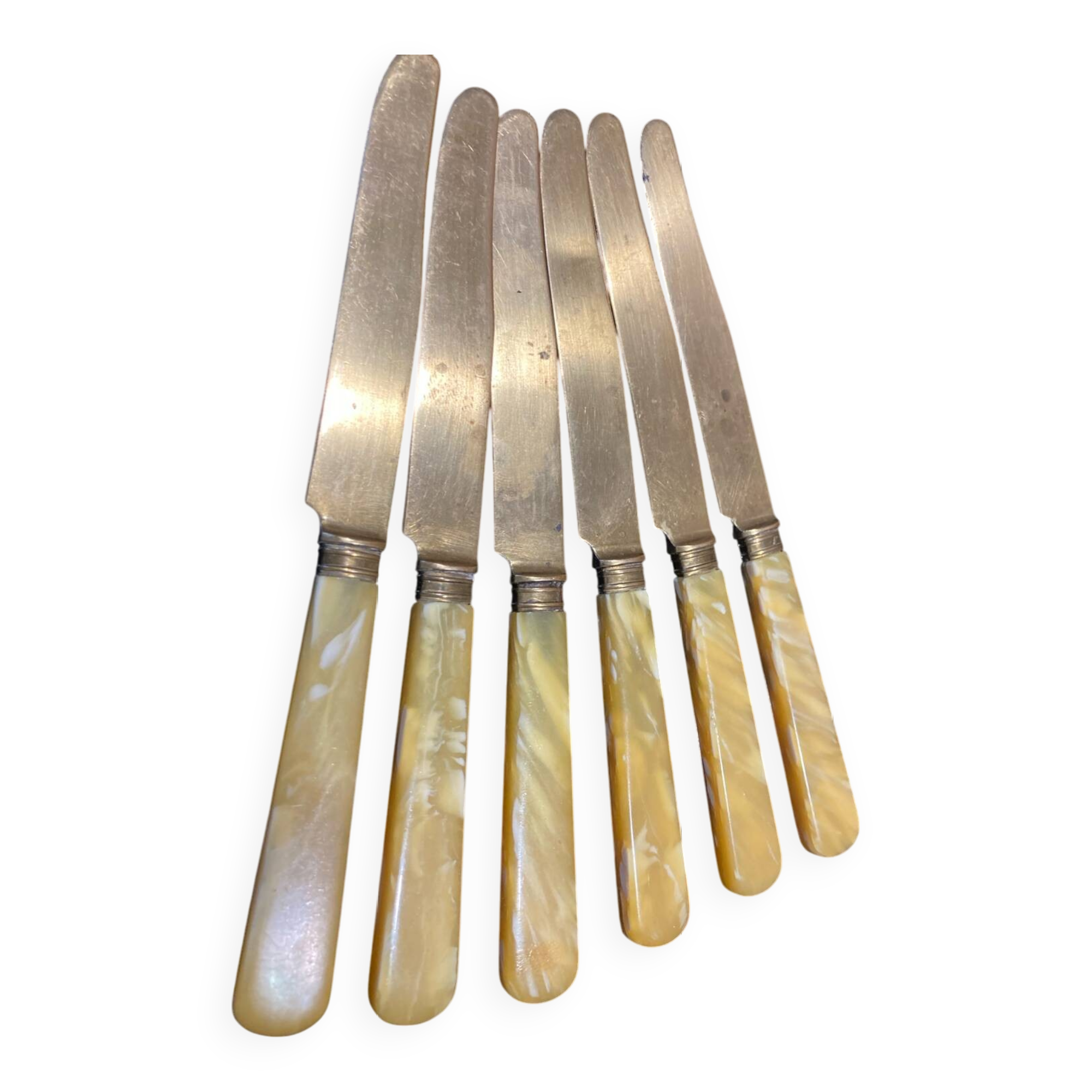 Yellow Bakelite dessert knives