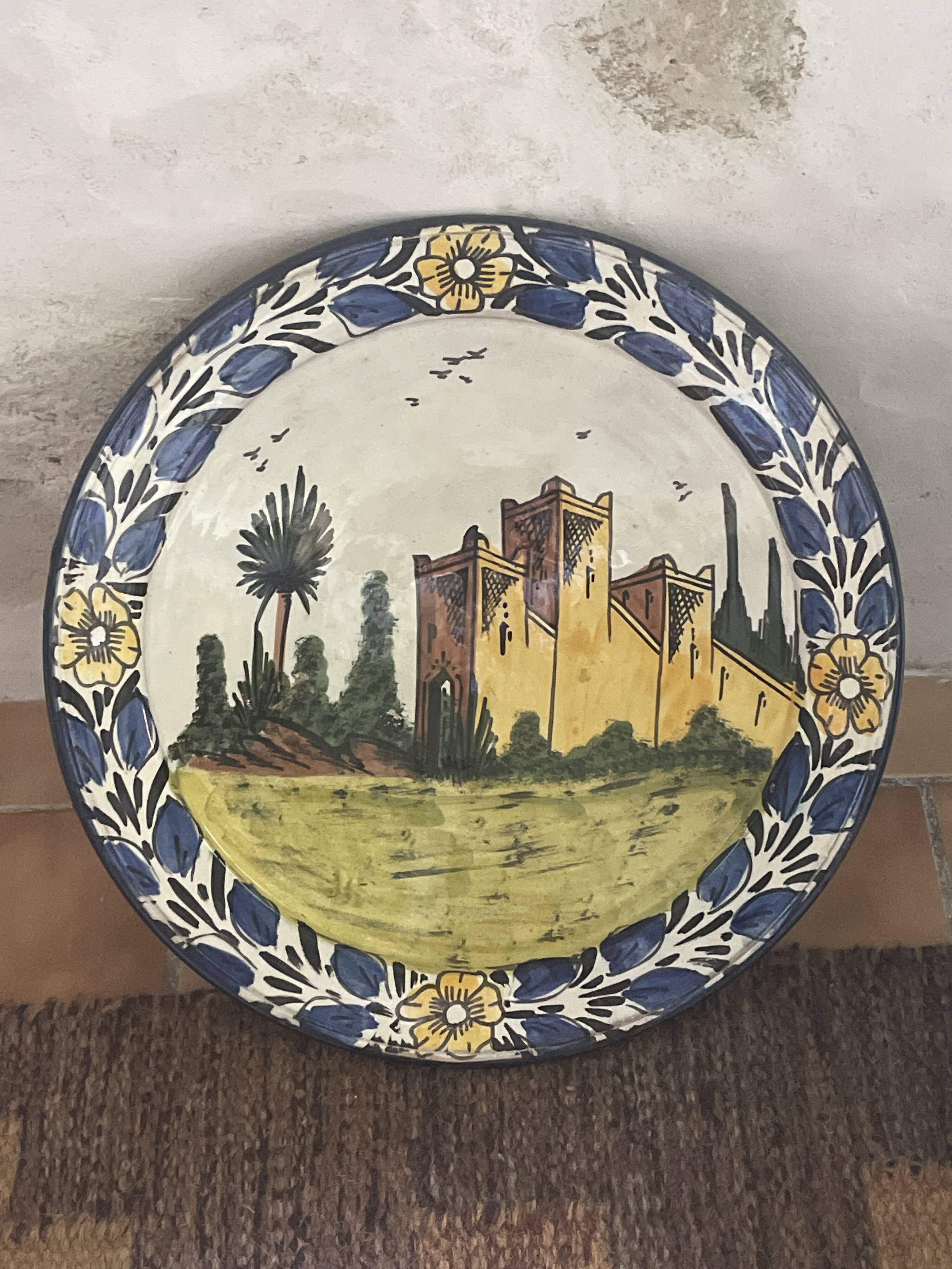 Large Moroccan Deep Plate Safi Signed