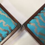 Pair of 50/60 design stools, jacquard fabric.