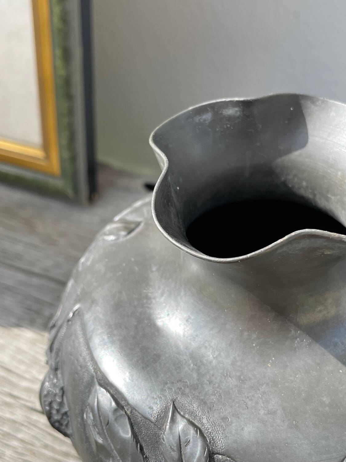 Art Nouveau pewter vase signed Cortesi
