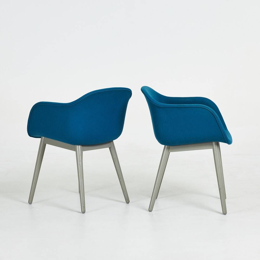 Iskos-Berlin for Muuto — “Fiber” Armchairs (Pair) — Grey Textile Upholstery