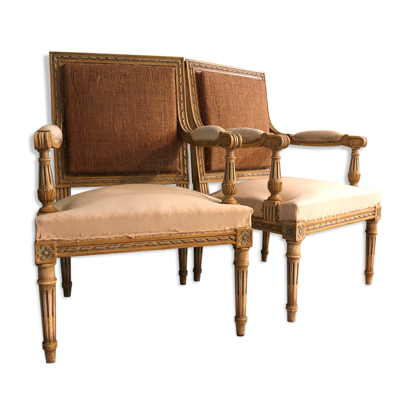 Pair of chairs to queen Louis XVI style