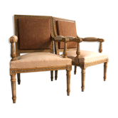 Paire de fauteuils à la reine de style Louis XVI
