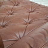 Danish 2-seater sofa, original brown leather, 70s