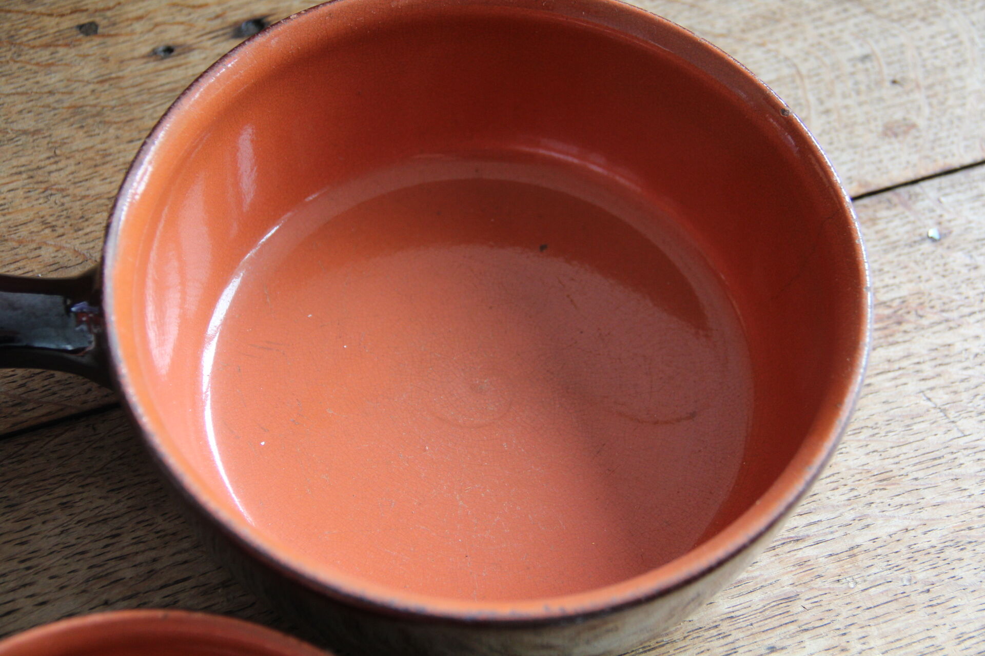 Set of 3 glazed terracotta caquelons