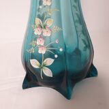Vase soliflore en verre bleu émaillé