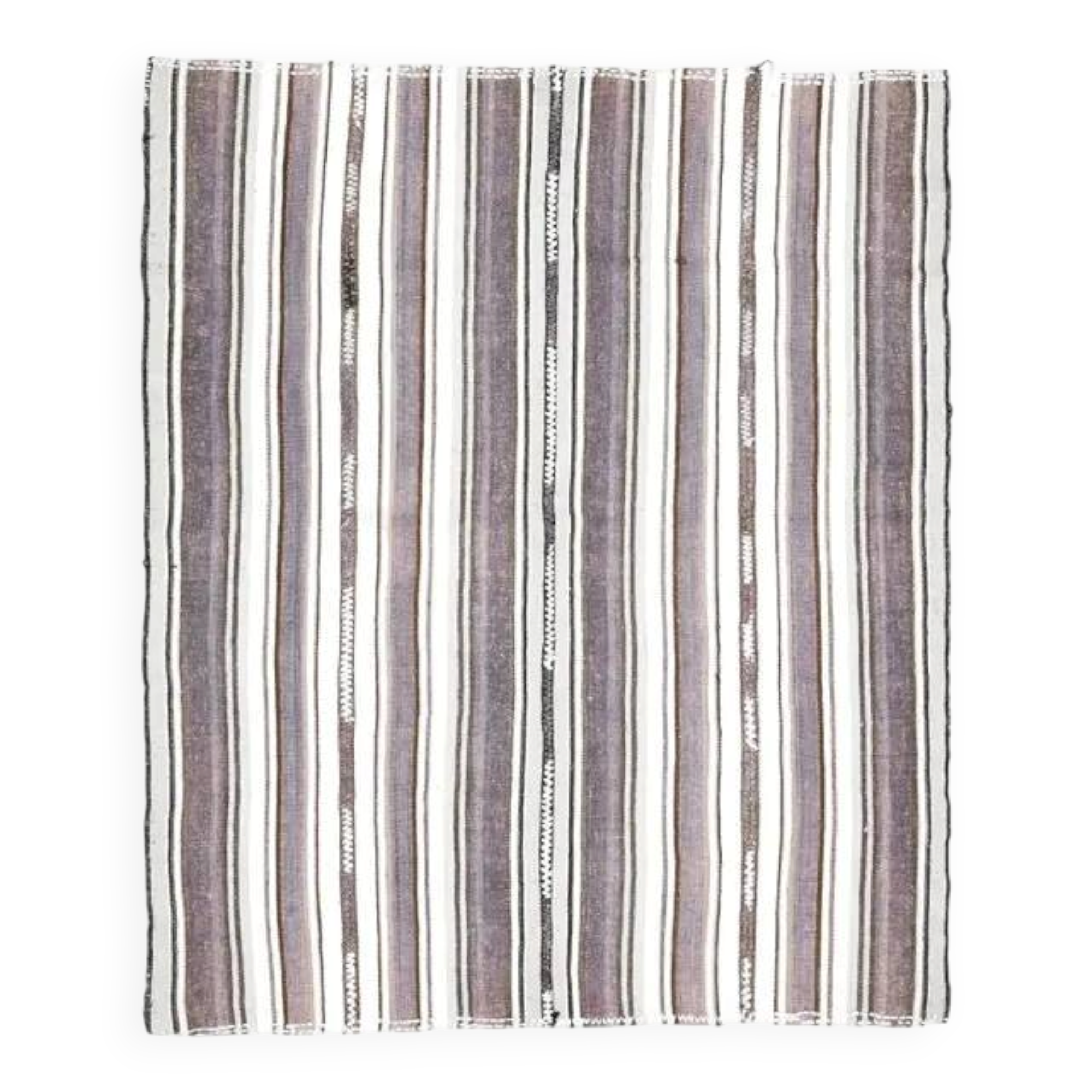 1970s Vintage Turkish Oushak Handmade Wool Cotton Purple Runner Rug 155x186