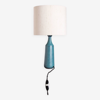 Danish truncated conical table lamp in matte blue sandstone by Gunnar Nylund for Nymolle 1960.