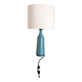 Danish truncated conical table lamp in matte blue sandstone by Gunnar Nylund for Nymolle 1960.