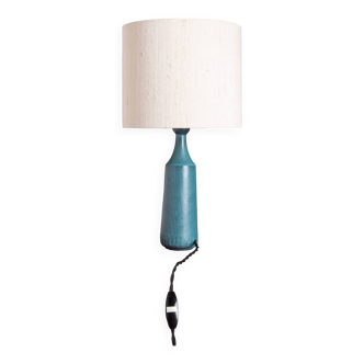 Danish truncated conical table lamp in matte blue sandstone by Gunnar Nylund for Nymolle 1960.