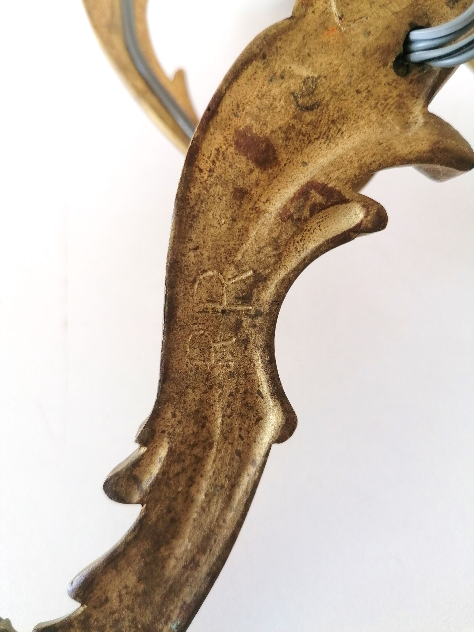 Pair of bronze wall appliques, Louis XV, signed RR