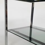 Vintage chrome and smoked glass console
