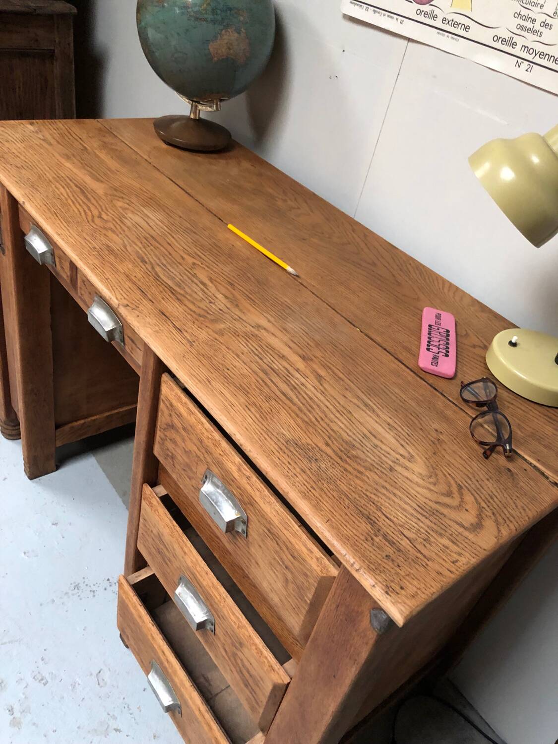 Old restored oak desk