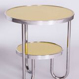 Petite table jaune, kovona, chrome, tchéquie, années 1930