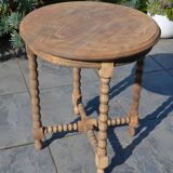 old small round oak table with can legs