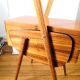 Travailleuse pieds compas bois et formica design années 50 - 60
