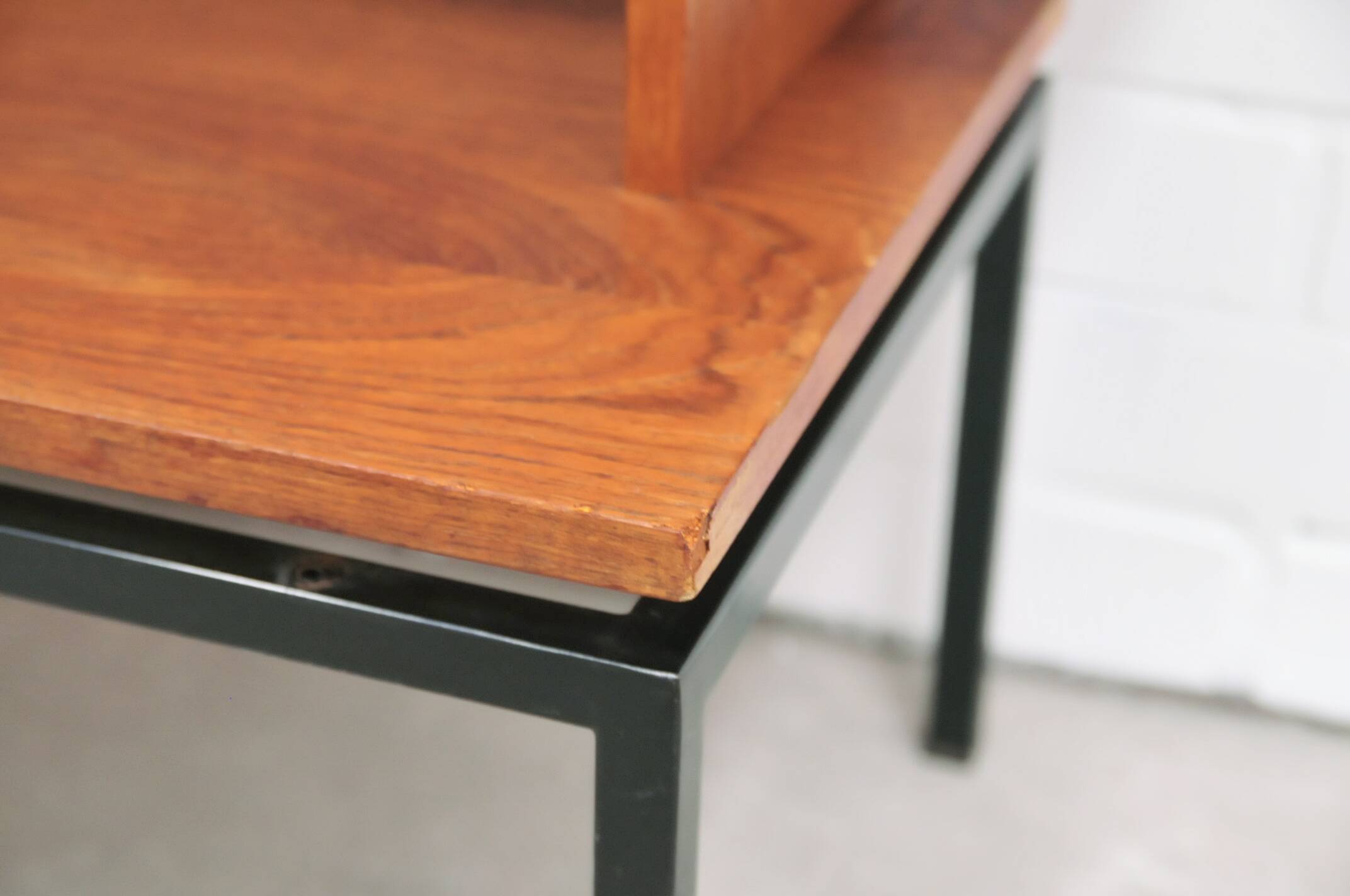 vintage teak TV cabinet metal frame