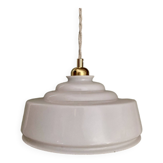 Vintage lampshade pendant light in white opaline