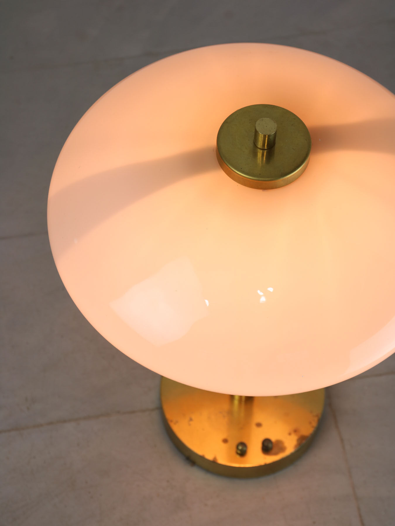 Mid-century brass & glass table lamp