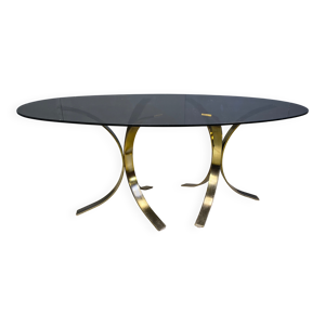 table à manger en verre - laiton