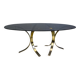 Vintage brass oval glass dining table, 1970s