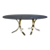 Vintage brass oval glass dining table, 1970s