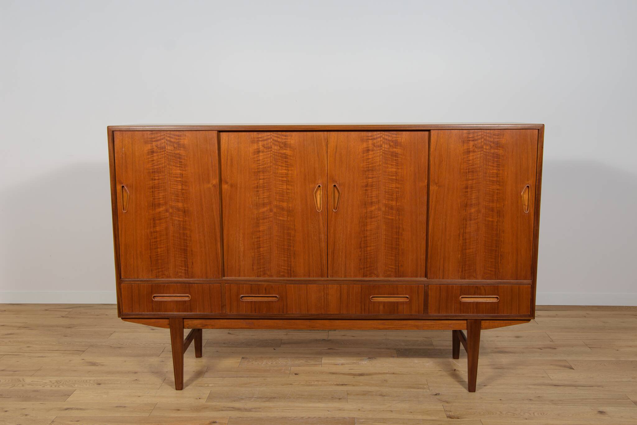 Mid-Century Teak High Sideboard, Denmark, 1960s