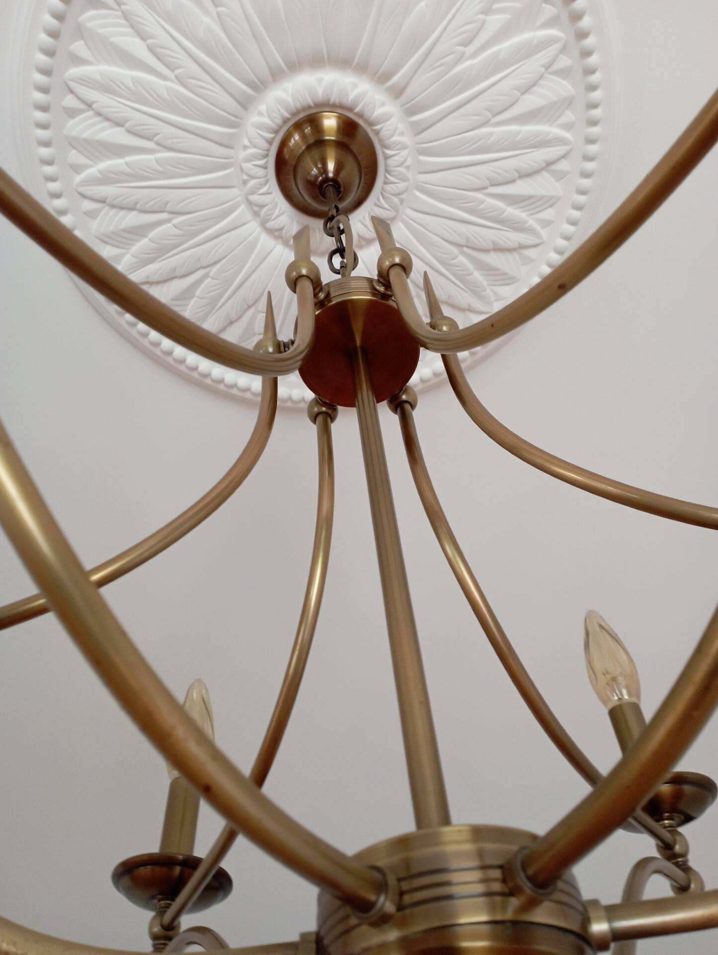 6-branched brass chandelier