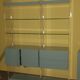 Plexiglas, glass and wood designer shelf