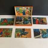 Antique wooden cube puzzle - Illustrations of Perrault's tales - 1920