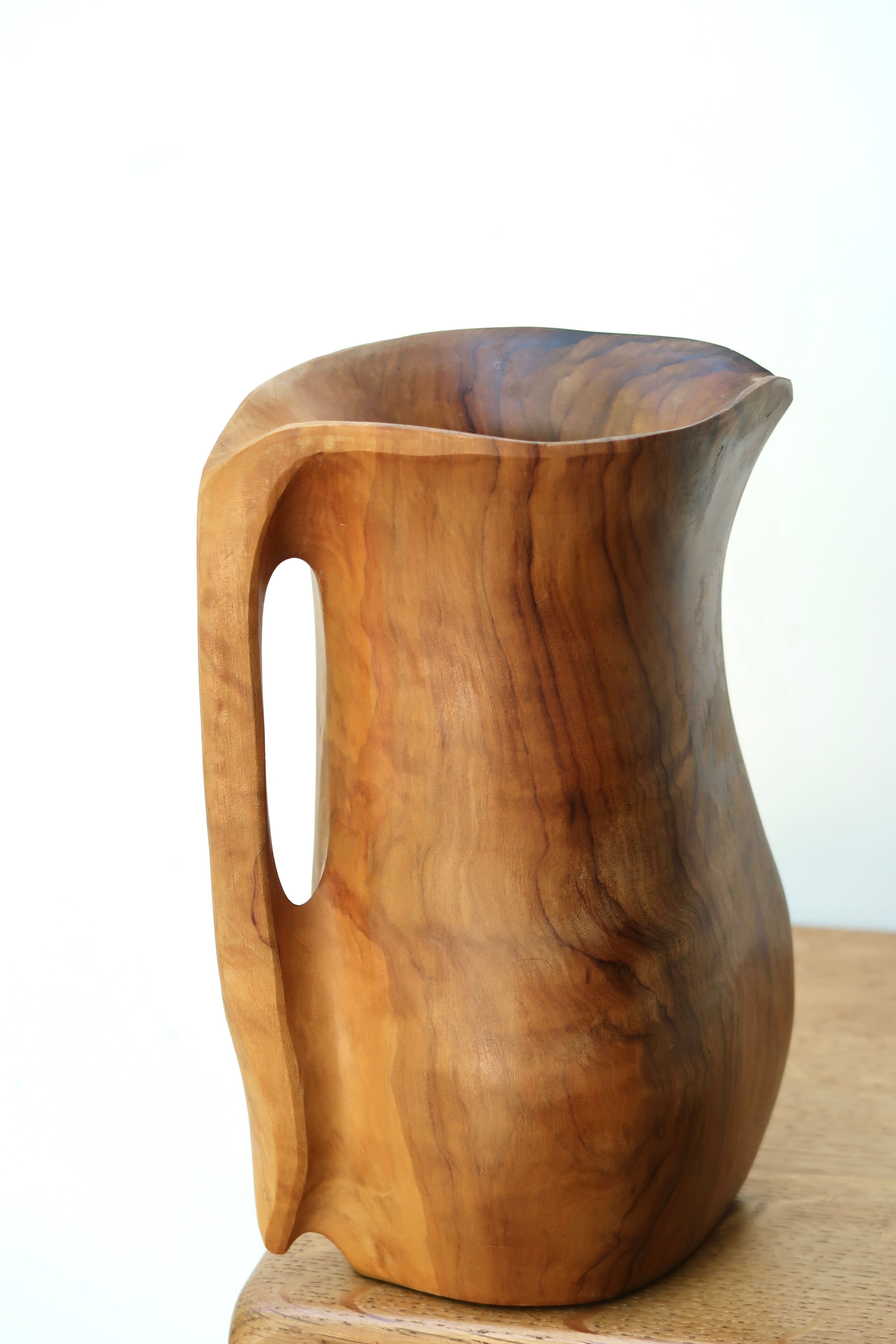 Sculptural wooden pitcher, 60s