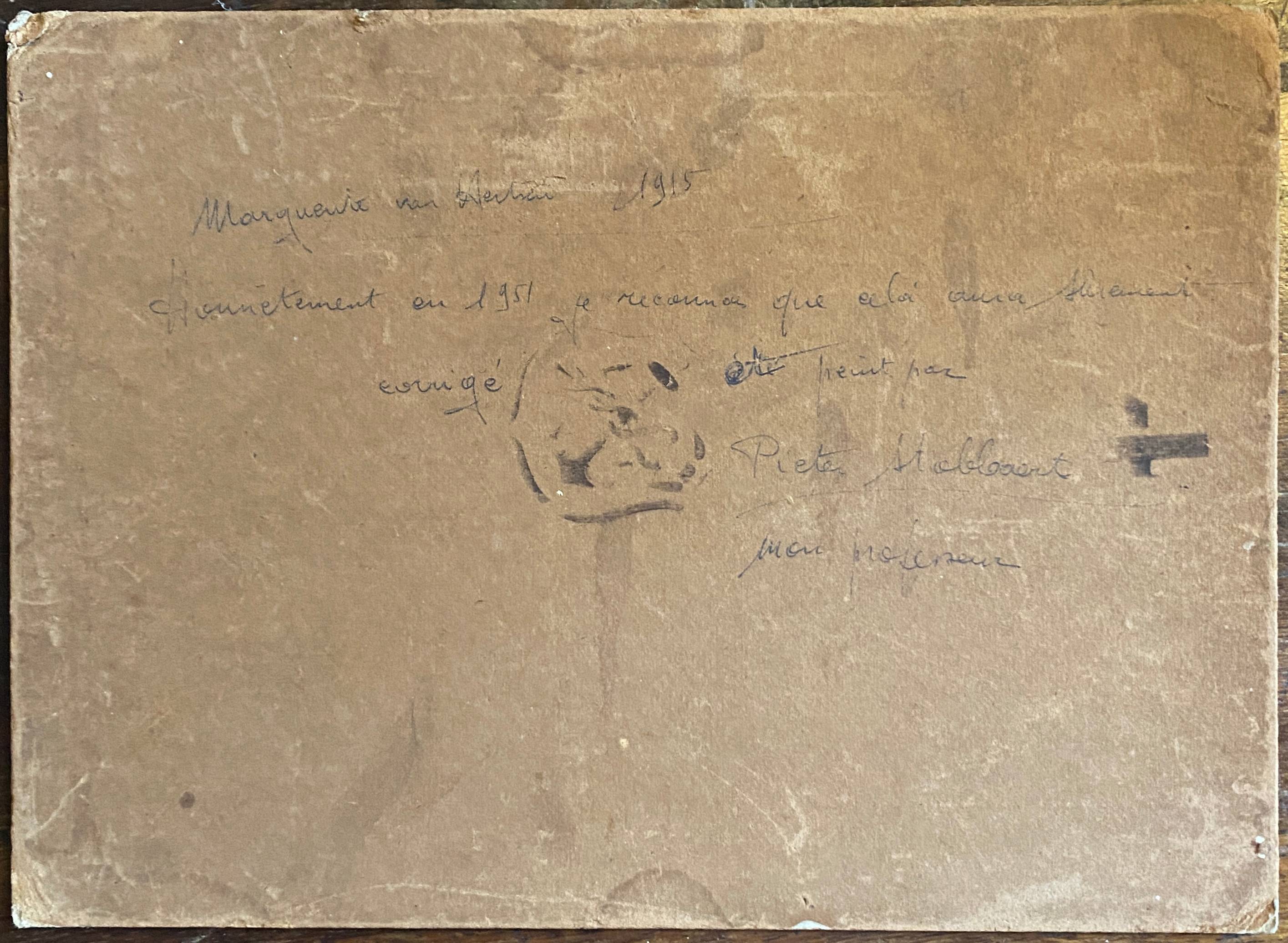 HSP painting "Still Life with Books" charming naïve school signed 1915