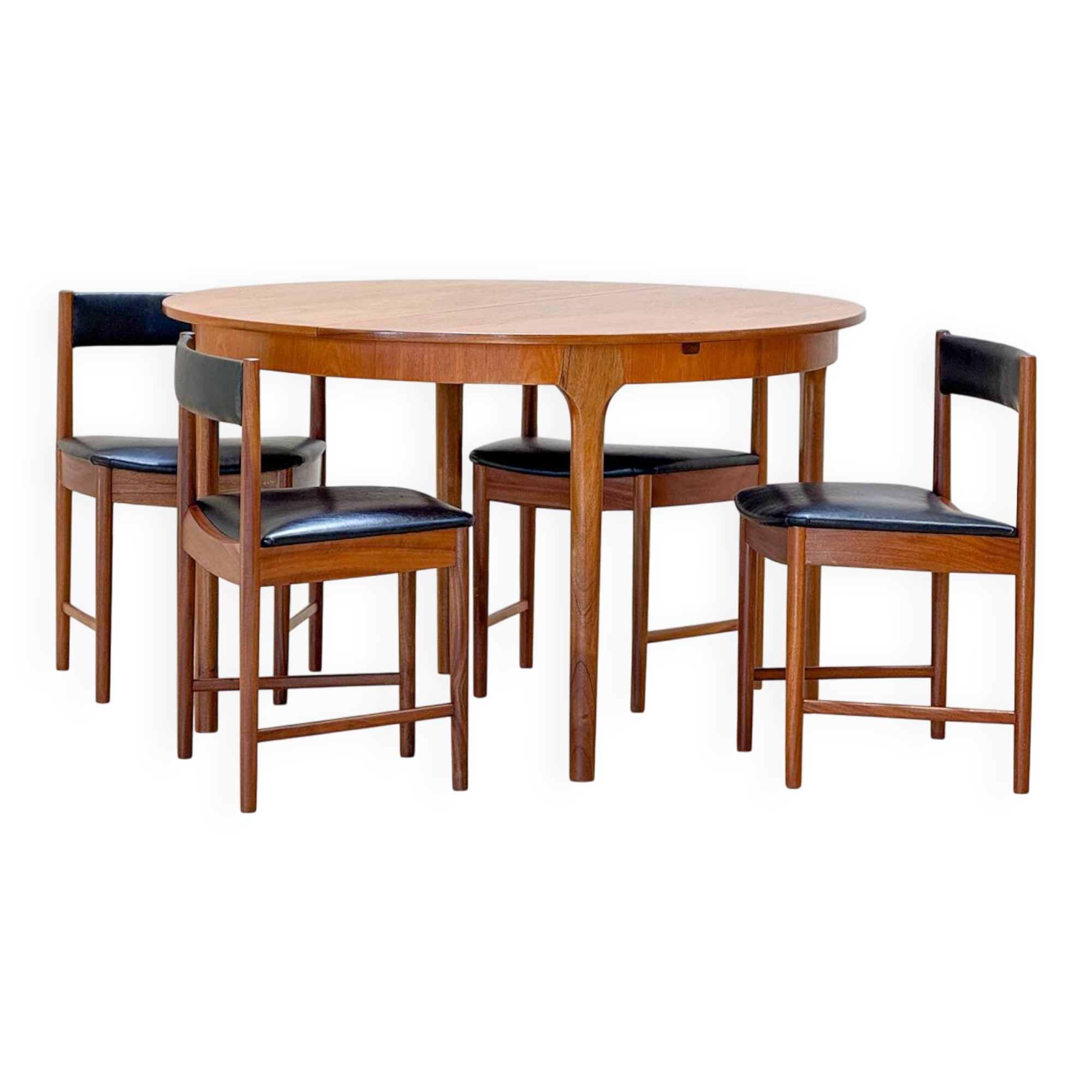 McIntosh Dunvegan Teak Dining Set – Round Extending Table & 4 Chairs (1960s