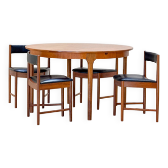 McIntosh Dunvegan Teak Dining Set – Round Extending Table & 4 Chairs (1960s