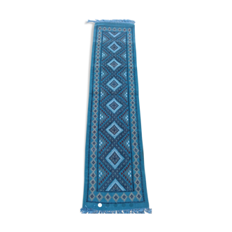 Carpet Blue Corridor in pure wool 51 x 208 cm