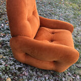Orange velvet armchair