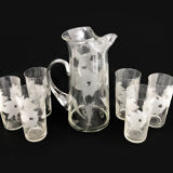 Orange service, vintage crystal water service. Year 50