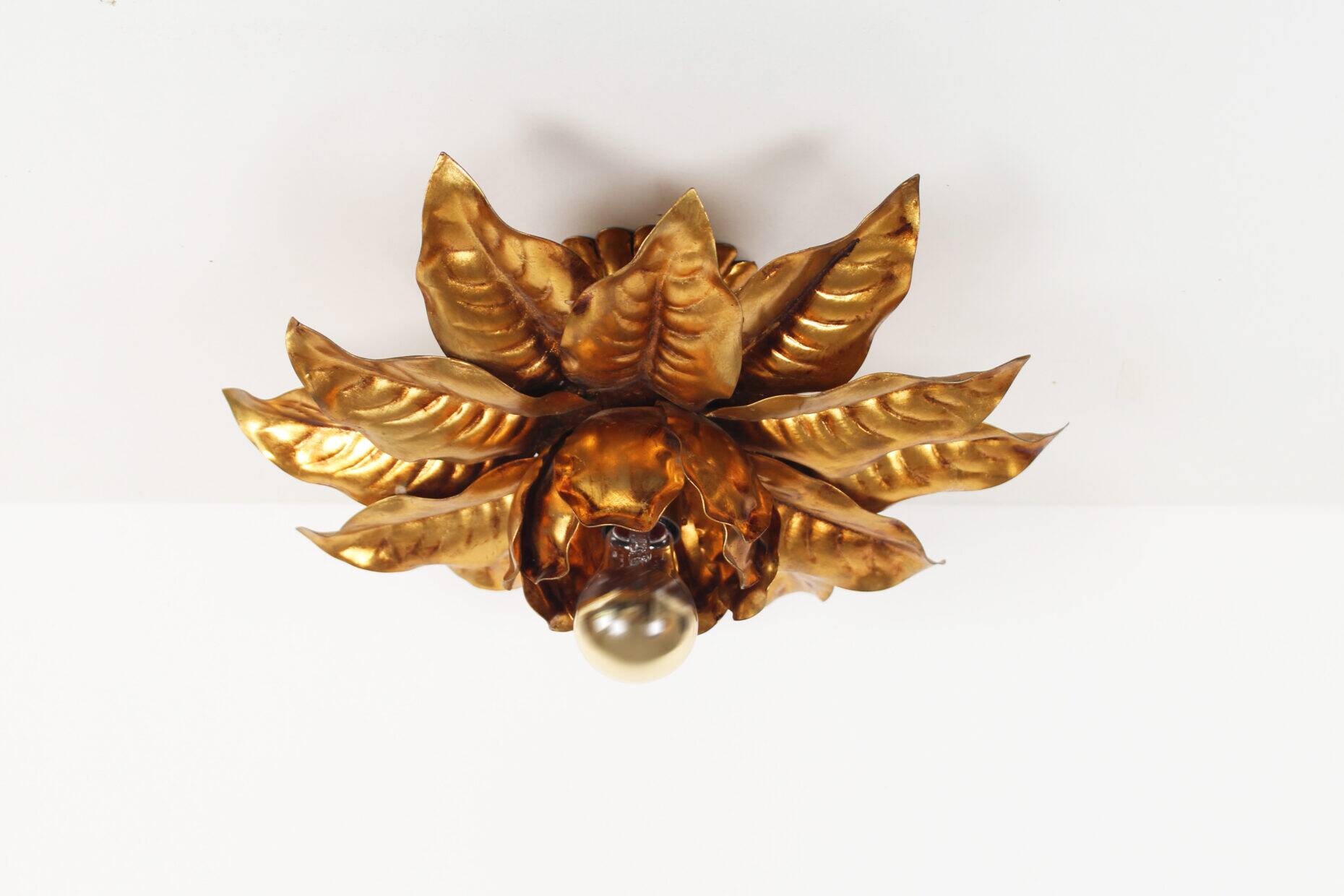 Wonderful large gilded Florentine flush mount light by Masca