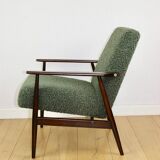 Fauteuil 'Lis', design en bouclés verts des années 1970 par Henryk Lis - 2 pièces disponibles