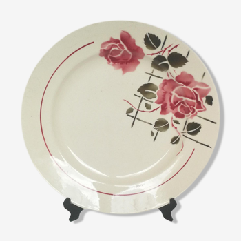 Service dish old Badonviller, model simone, vintage stencil rose