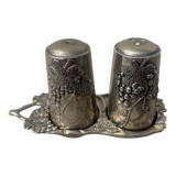 Silver-plated metal salt and pepper shaker