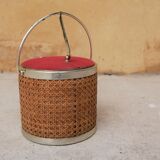 Vintage rattan ice bucket by Kraftware N.Y.C.
