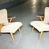 Paire de fauteuils zigzag année 50 60