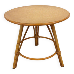 Table d'appoint tripode - bambou rotin