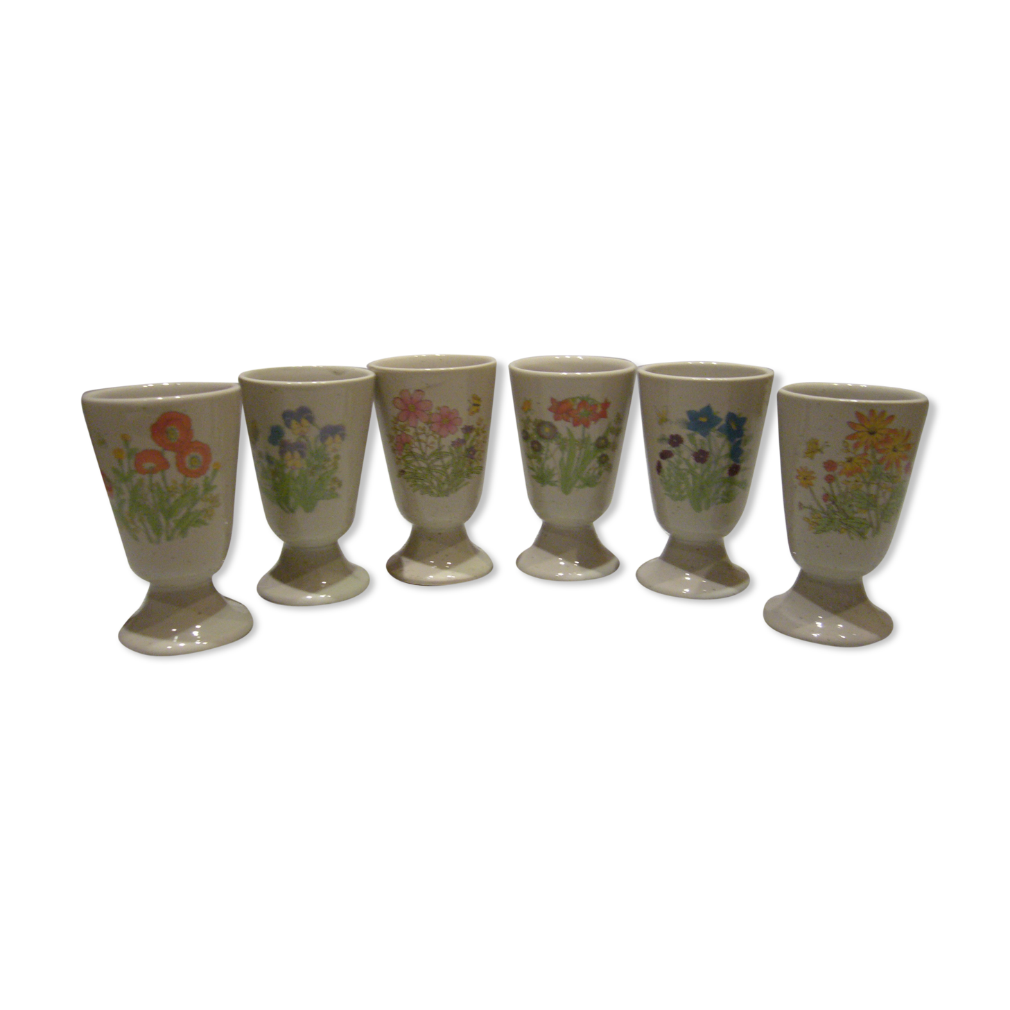 Lot of 6 mazagrans in vintage floral decorations