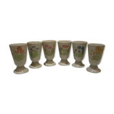 Lot de 6 mazagrans en grés décors floral vintage