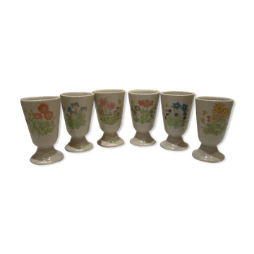 Lot of 6 mazagrans in vintage floral decorations
